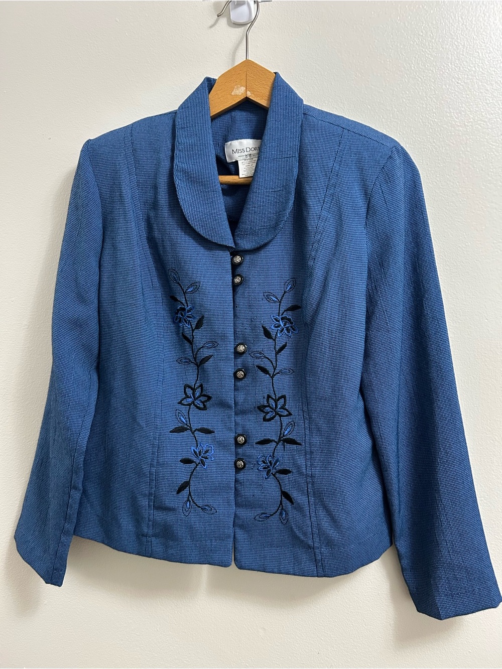 Vintage Miss Dorby Blue Embroidered Blazer